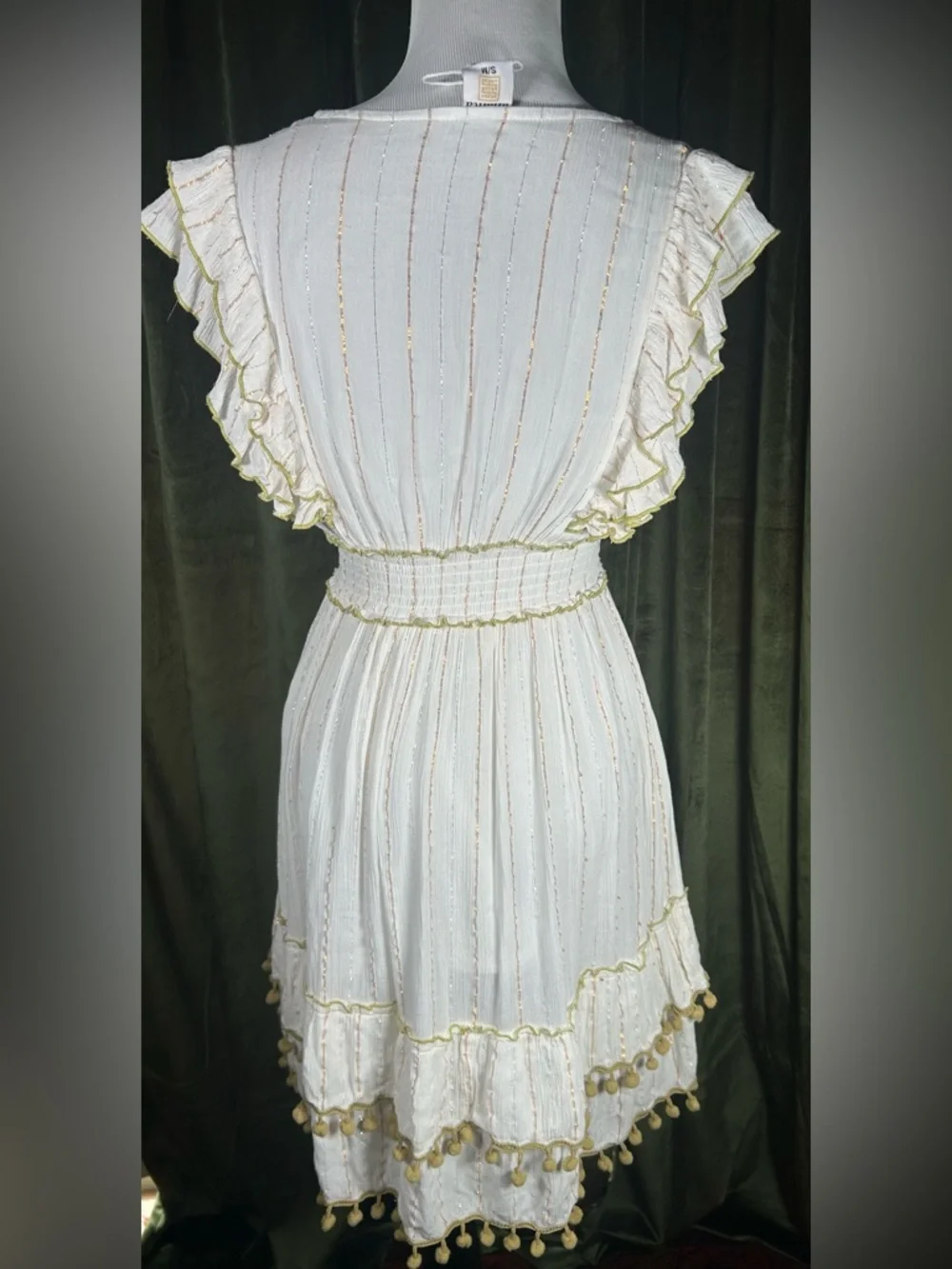 Ananta Boutique Gold-Embellished Boho Babydoll Mini Dress - Picture 4 of 5